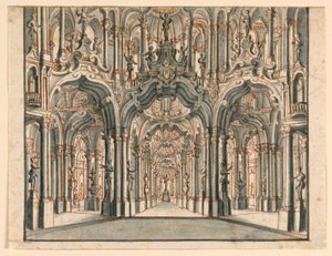 Décor de scène, salle du palais avec arcades - Unknown artist