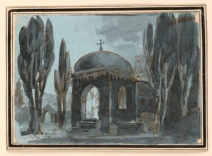 Décor de scène, chapelle dans le cimetière de l