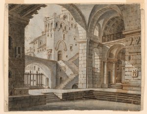 Décor de scène : Cour dans un château gothique - Unknown artist