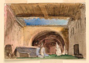 Décor de scène, intérieur de maison et cour - Unknown artist