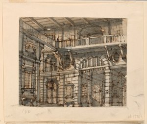 Décor de scène, intérieur de la cour de la prison - Unknown artist