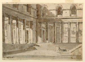 Décor de scène, cour du palais avec escaliers - Unknown artist
