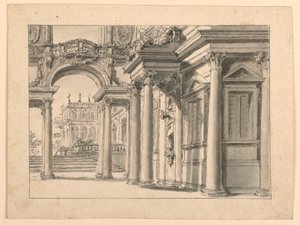 Décor de scène : Architecture de jardin de palais