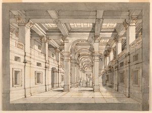 Décor de scène, intérieur de palais