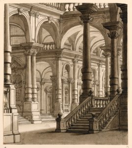 Décor de scène, portique avec escalier - Unknown artist