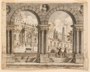 Décor de scène, rue et palais - Unknown artist