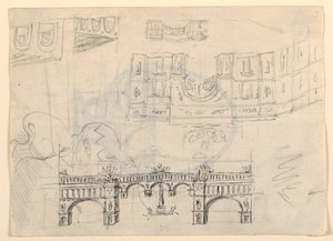 Décor de scène : une place de ville - Unknown artist
