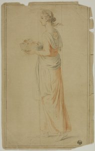 Fille debout tenant un panier - Unknown artist