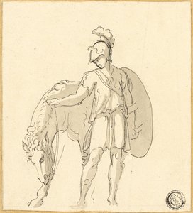 Guerrier et cheval debout - Unknown artist