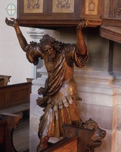 Statue de Samson sous la chaire de l