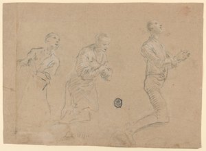 Études (a) Trois bergers agenouillés. (b) Deux bras