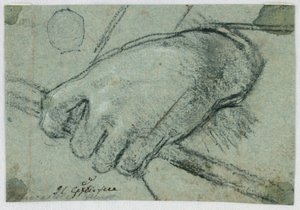 Étude : Une main gauche portant un bâton - Unknown artist