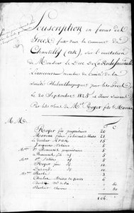 Souscription, 20 septembre