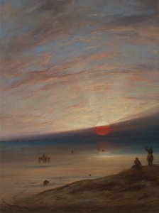 Coucher de soleil sur la plage de Sark - Unknown artist