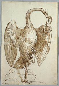 Cygne et deux serpents