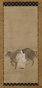 Tenjin (Sugawara no Michizane) avec un bœuf - Unknown artist