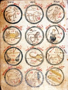 Les 12 signes du zodiaque - dans « Astrologicae tabulae et cabalisticae », début du XVe siècle - Unknown artist