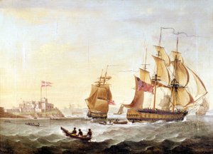La base danoise de Christianborg construite en 1659 le long de la côte de Guinée, centre du trafic négrier. - Unknown artist