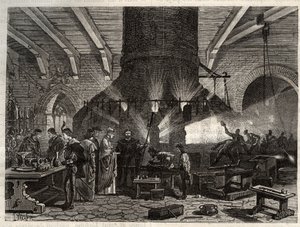 Le Doge de Venise visitant les verreries de Murano - gravure dans "Les Merveilles de l