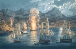 Les Anglais détruisant des navires français dans la baie de Sagone, Corse, le 30 avril 1811 - Unknown artist