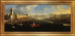 La Grande Galerie du Louvre, avec la Porte Neuve, le Pont-Neuf, la Cité, le Collège des Quatre-Nations en construction et le Quai Malaquais, vers 1665, entre 1665 et 1670 - Unknown artist