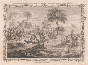 Le débarquement des hommes du capitaine Roger en Californie et leur accueil par les autochtones - Unknown artist