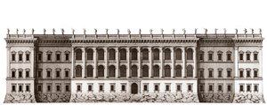 Le Louvre à Paris, projet de Gian Lorenzo Bernini : élévation de la façade principale côté jardin des Tuileries - d