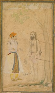 Le prince moghol Parvez et un homme saint