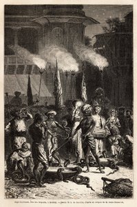 La fête du serpent Pantchami, à Bombay, pour assurer la protection contre leurs morsures mortelles, de longues processions de femmes traversent les rues jusqu