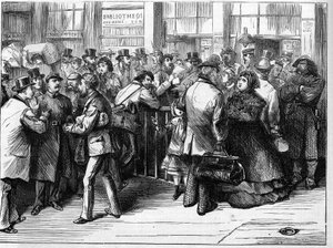 La Commune de Paris en 1871. Vérification des passeports par les fédérés des personnes quittant Paris par les chemins de fer du nord. - Unknown artist