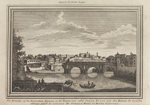 Les restes du pont sénatorial sur le Tibre; maintenant appelé Ponte Rotto, sur ce pont le Sénat passait toujours pour consulter les livres des Sybilles au Monte Gianiculo - Unknown artist