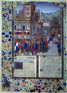 Les Romains préparent le siège de Véies en 396 av. J.-C. Miniature de l
