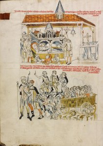 Les malades, les lépreux et les boiteux priant sur le tombeau de sainte Edwige ; les personnes venant visiter le tombeau de sainte Edwige - Unknown artist