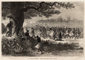 Les Vouagogo (tribu de Tanzanie) en préparation pour la guerre, sous l