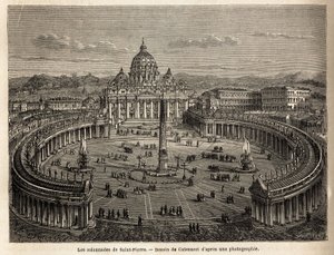 Les colonnades de Saint-Pierre au Vatican, apportées par le Bernin (1598-1680) en 1655, sur un plan elliptique, devenu un lieu commun de l