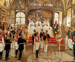 Le couronnement du tsar Nicolas II (1868-1918) à Moscou, Russie