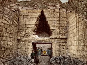 Les fouilles à Mycènes dirigées par Heinrich Schliemann (1822-1890) - La porte des lions, entrée principale de Mycènes - Unknown artist