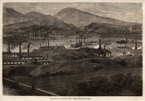 Les usines de la vallée de Taff. Dessin de Durand Brager, pour illustrer une visite aux grandes usines du Pays de Galles en 1862, par L. Simonin. Gravure dans « Le tour du monde », édité par Edouard Charton - Unknown artist