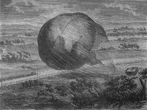 La chute du ballon « Le Géant » dans les plaines de Hanovre en 1863 avec à bord : Jules et Louis Godard, Félix Nadar, sa femme, Fernand Montgolfier et Thirion. Dans « Album de la Science », Éditions Jouvet. - Unknown artist