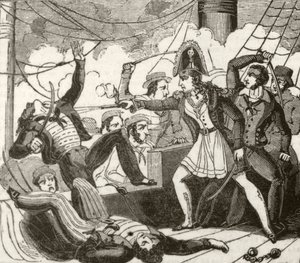 La pirate féminine abordant le navire anglais 
