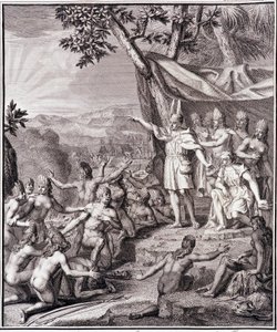 Le premier Inca Manco Capac et la reine Coya Mama Oello Huaco sa femme, tous deux enfants du Soleil, rassemblent les sauvages - dans « Voyage historique de l