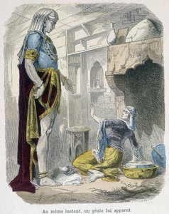 Le génie sortant de la lampe - dans "Les mille et une nuits" par Bondet, éd. Guérin - Unknown artist