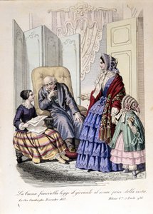 La fille lit le journal à son grand-père qui a perdu la vue. De L