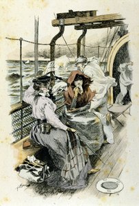 La vie des passagers à bord : une jeune femme souffre du mal de mer.