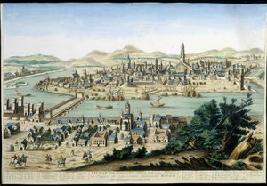 Le port et la ville de Séville - gravure du 18ème siècle - Unknown artist