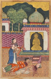 La princesse découvre les corps sans tête de son mari et de son ami brahmane, d