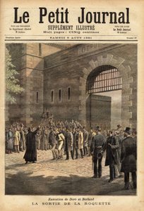 La libération de la prison de Paris par la fusée le 27 juillet 1891, criminels Dore et Berland condamnés à mort. Gravure de Henri Meyer dans Le petit journal 8/08/1891. Collection Selva. - Unknown artist