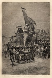 La bannière royale, dans la sowari (procession militaire), à Baroda (ou Vadodara), état du Gujarat sur la côte nord-est de l