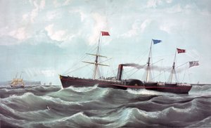 Le bateau à vapeur US Atlantic (US mail steamship Atlantic) Lithographie 1850