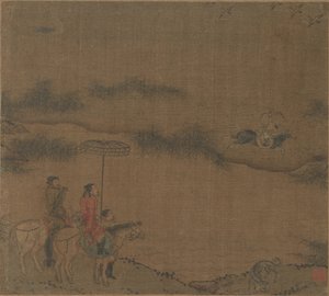 Trois cavaliers chassant des oies sauvages - Unknown artist
